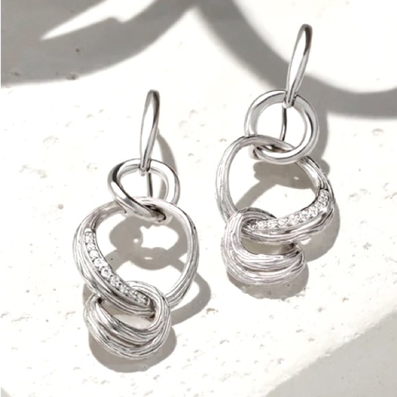 NWT Judith Ripka Triple Link Santorini Drop Earrings with genuine Diamonds - Picture 8 of 10